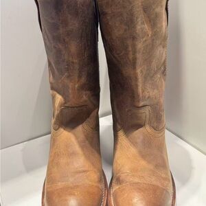 Dingo Mens 9EW Brown Distressed Leather Western Roper Boots Pull On Leather Sole